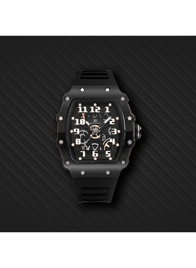 KENNETH SCOTT Men's Silicone Analog Watch K25009-BSBB - 43 mm