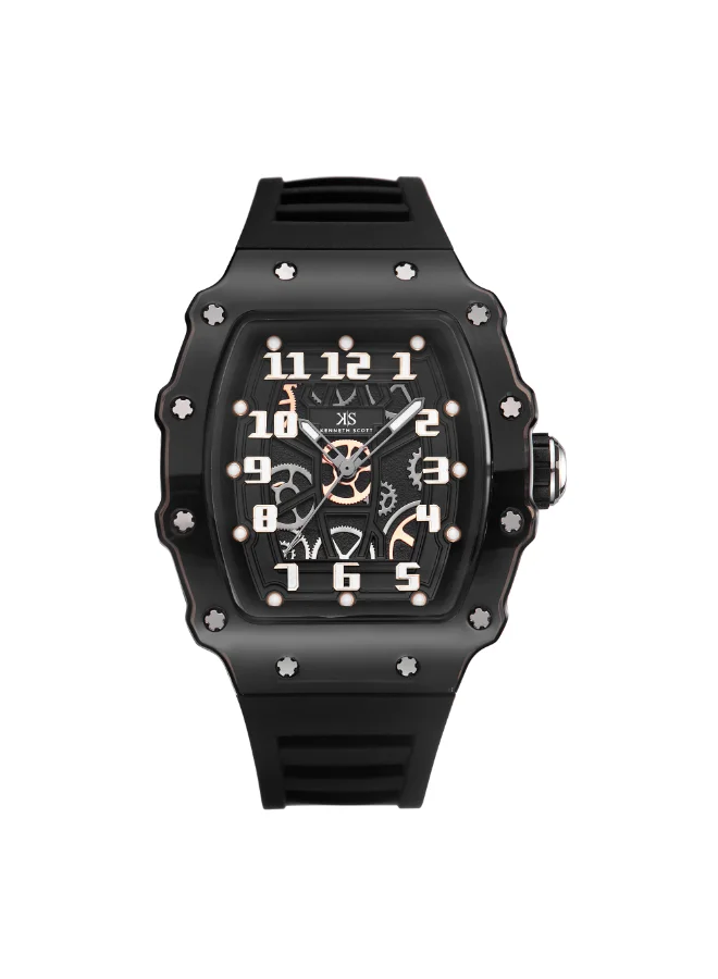 KENNETH SCOTT Men's Silicone Analog Watch K25009-BSBB - 43 mm