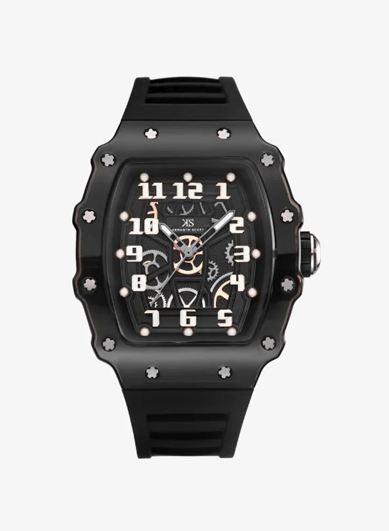 KENNETH SCOTT Men's Silicone Analog Watch K25009-BSBB - 43 mm