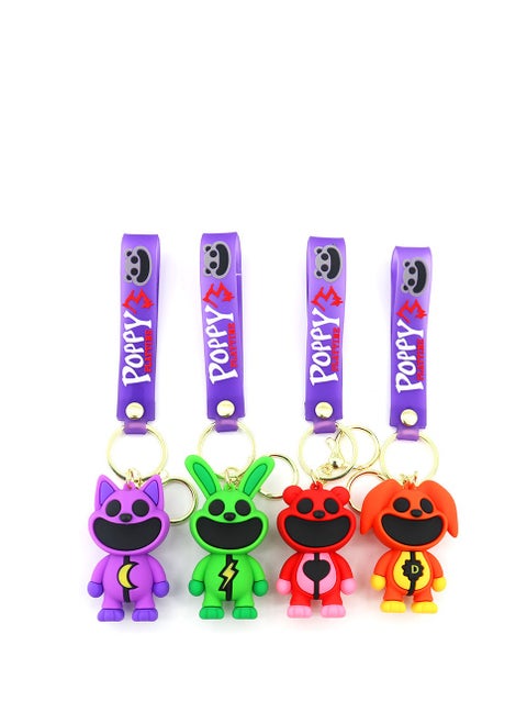 New SmilingCritters Chapter 3 CatNap Keychain,Smiling Critters Keychain,Cute CatNap Cartoon Anime SmilingCritters Keychain Toy for Game Fans Kids Birthday Gift 4pcs