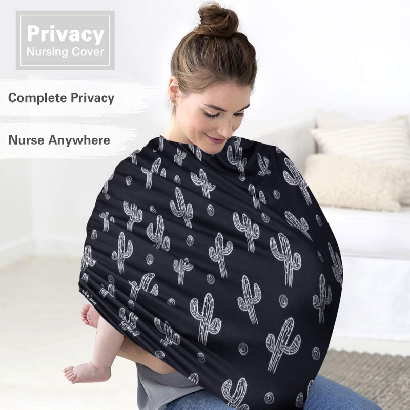 Metplus غطاء مقعد السيارة للأطفال من متبلس، غطاء مقعد السيارة للرضع، غطاء للرضاعة الطبيعية، أغطية حاملة مرنة لعربة الأطفال/عربة التسوق، هدية تسجيل المواليد وحفلات الاستحمام للأولاد والبنات - صبار أسود - Image 2