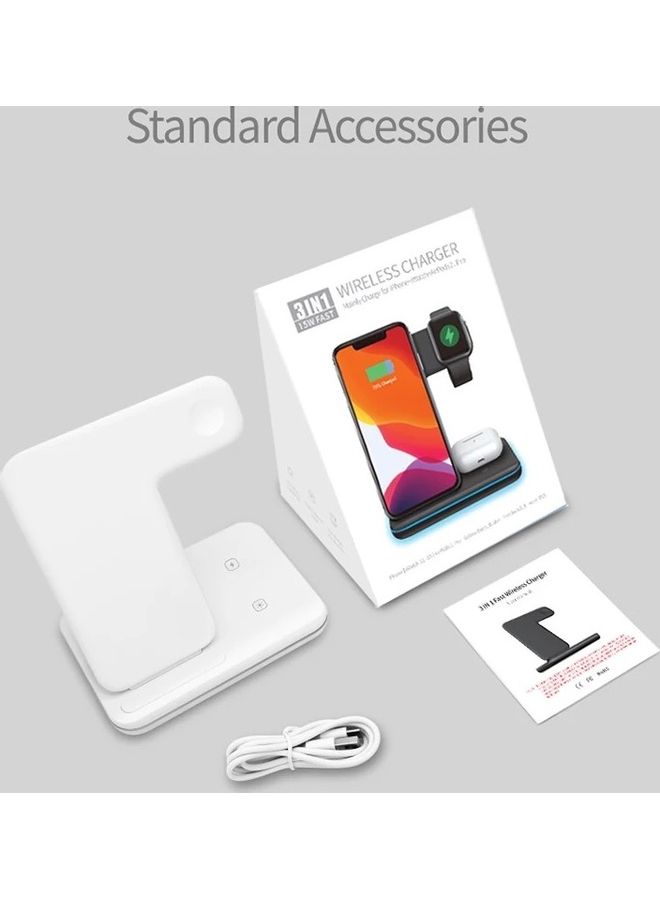 قاعدة شحن لاسلكي 3 في 1 لاجهزة iWatch/iPhone/AirPods أسود - Image 4