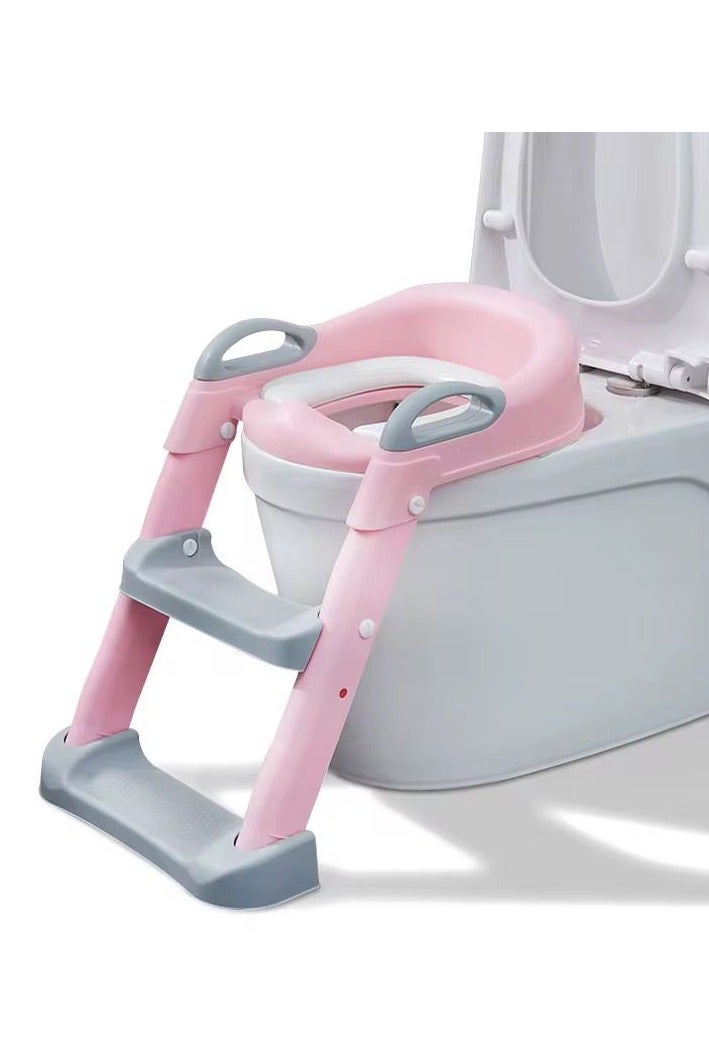 umbrella Adjustable Small Baby Toilet with Soft Anti-Cold Seat, Safe Handles and Wide Non-Slip Steps - pink  - Image 1