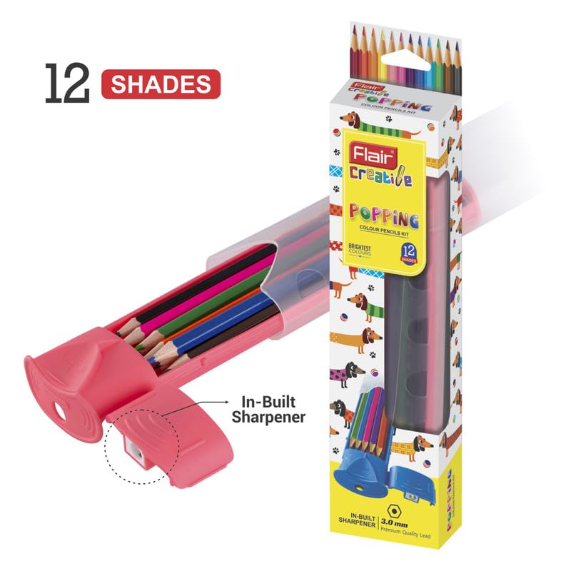FLAIR Creative Series 12 Shades Colour Pencil With Sharpner, Eraser & 6 Shades Glitter Gel Crayons Combo | Ideal for Drawing, Sketching, Doodling, Journal, Colouring, Painting - Image 4