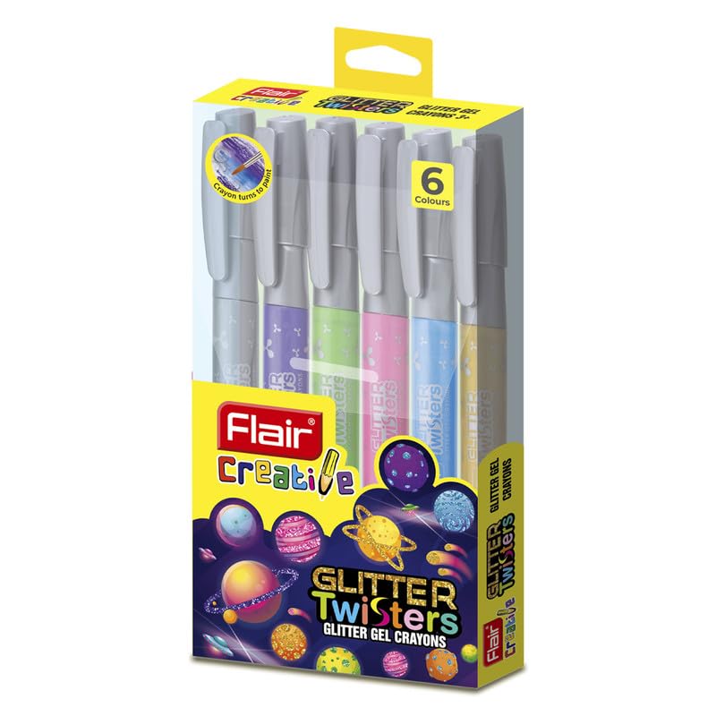 FLAIR Creative Series 12 Shades Colour Pencil With Sharpner, Eraser & 6 Shades Glitter Gel Crayons Combo | Ideal for Drawing, Sketching, Doodling, Journal, Colouring, Painting - Image 3