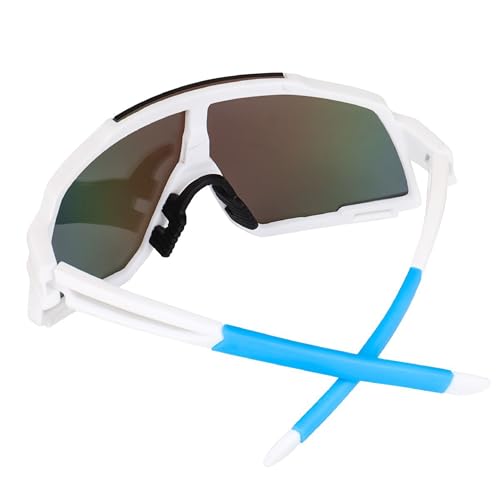 Dervin One Piece Shield Sports Oversized Visor Non Polarized Sunglasses for Men Women, Outdoor Cricket Cycling Hiking Fishing Sunglasses (White-Blue) - Image 5