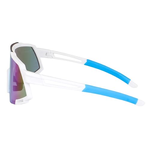 Dervin One Piece Shield Sports Oversized Visor Non Polarized Sunglasses for Men Women, Outdoor Cricket Cycling Hiking Fishing Sunglasses (White-Blue) - Image 4
