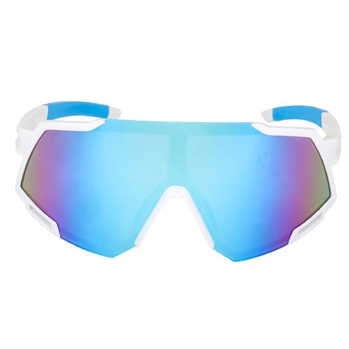 Dervin One Piece Shield Sports Oversized Visor Non Polarized Sunglasses for Men Women, Outdoor Cricket Cycling Hiking Fishing Sunglasses (White-Blue) - Image 2