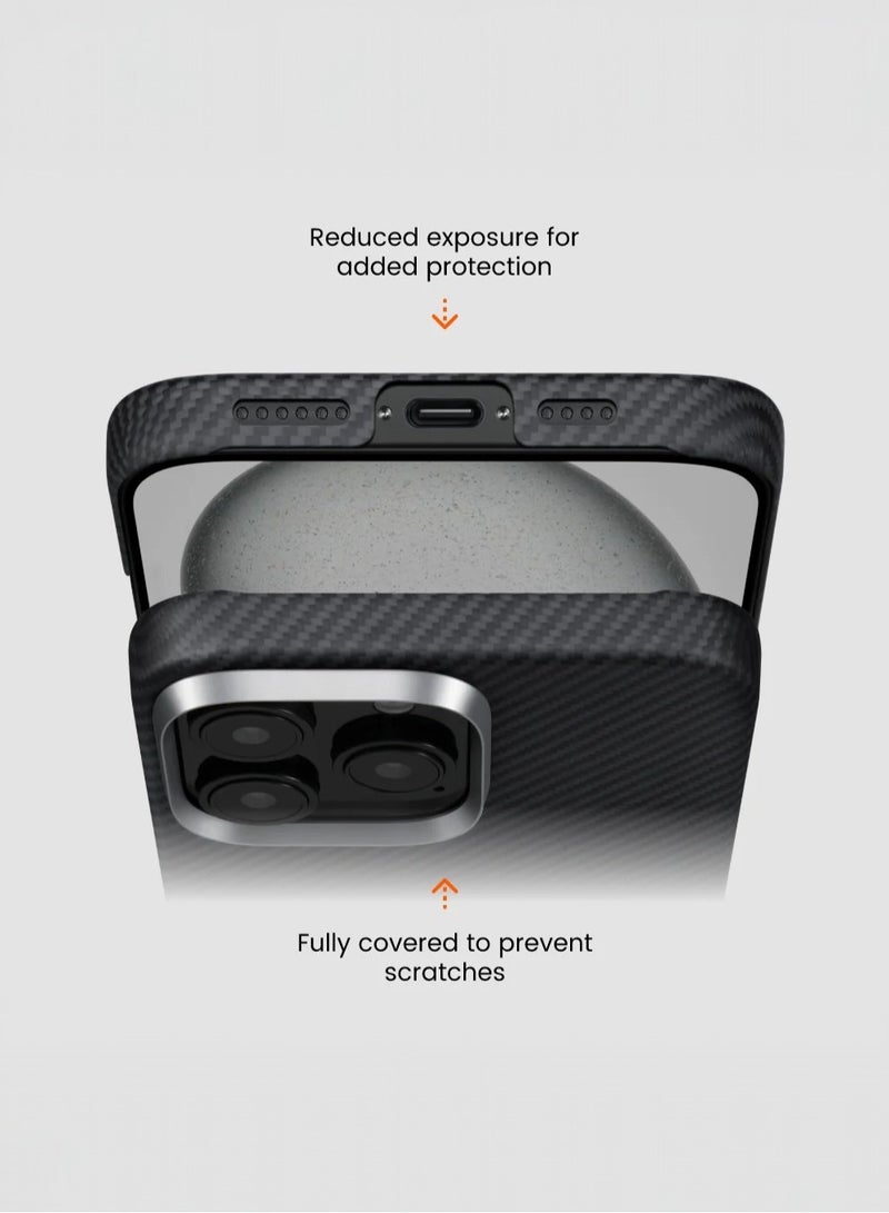 بيتاكا جراب ماجسيف لهاتف آيفون 16 برو  / نحيف وخفيف الوزن / جراب ماج سيف iPhone 16 Pro مقاس 6.3 بوصة مع إحساس باللمس بدون جراب / مصنوع من ألياف الأراميد 1500D / متوافق مع الشحن اللاسلكي المغناطيسي / جراب من ألياف الكربون - أسود - Image 3