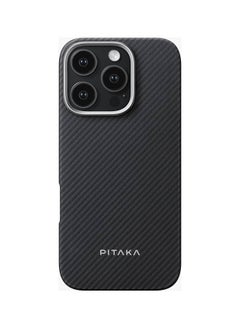 PITAKA iPhone 16 Pro Case Ultra Slim / Compatible with MagSafe / 3D Grip Textured / Raised Camera Lip - Black/Gray  - Image 1