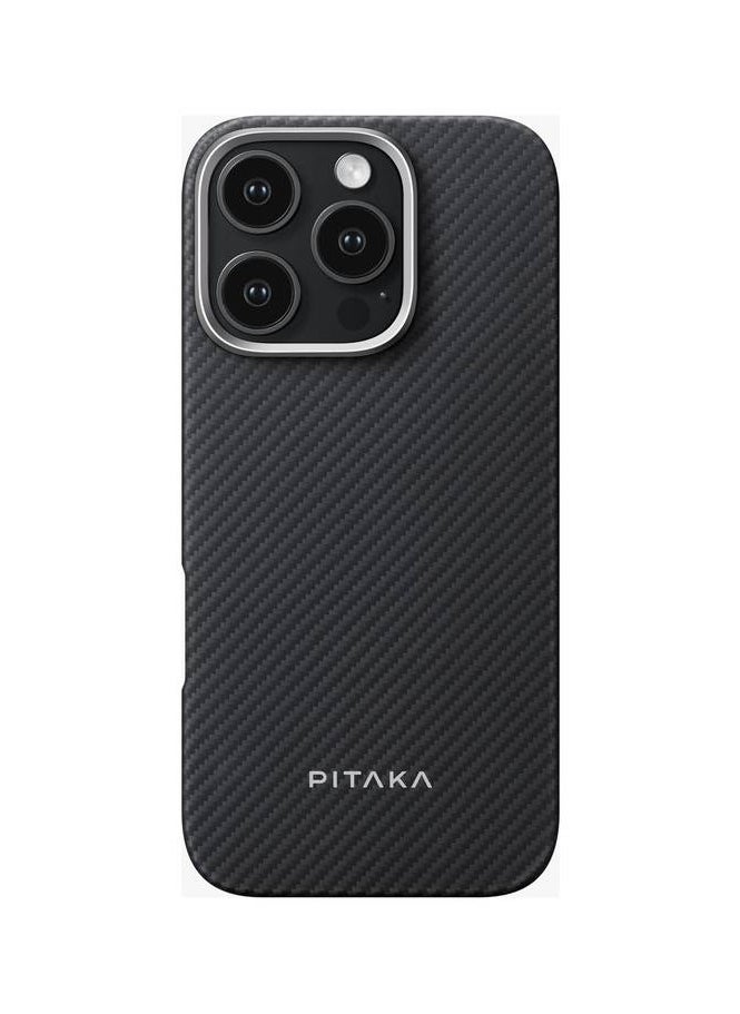 PITAKA iPhone 16 Pro Case Ultra Slim / Compatible with MagSafe / 3D Grip Textured / Raised Camera Lip - Black/Gray  - Image 1
