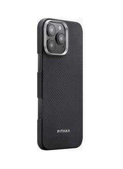 PITAKA iPhone 16 Pro Case Ultra Slim / Compatible with MagSafe / 3D Grip Textured / Raised Camera Lip - Black/Gray  - Image 2