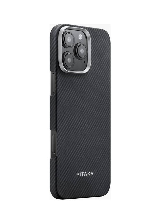 PITAKA iPhone 16 Pro Case Ultra Slim / Compatible with MagSafe / 3D Grip Textured / Raised Camera Lip - Black/Gray  - Image 2