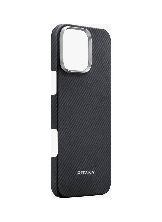 PITAKA iPhone 16 Pro Case Ultra Slim / Compatible with MagSafe / 3D Grip Textured / Raised Camera Lip - Black/Gray  - Image 5