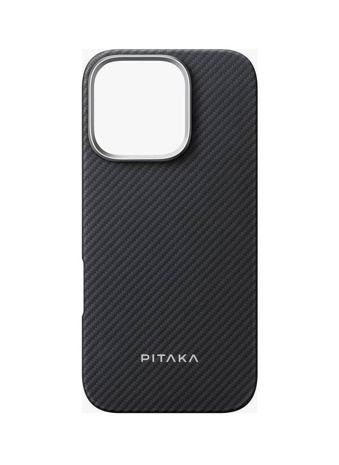 PITAKA iPhone 16 Pro Case Ultra Slim / Compatible with MagSafe / 3D Grip Textured / Raised Camera Lip - Black/Gray  - Image 4