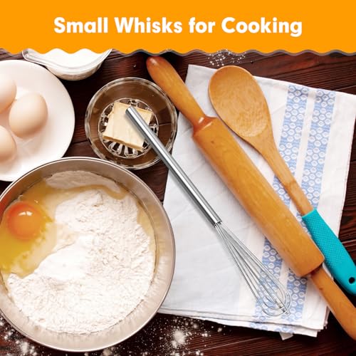 Mipibis 2 PCS Mini Whisk, Small Whisks for Cooking, Stainless Steel Mini Whisk Set - Essential Tiny Wire Whisk for Whisking, Beating, Blending Eggs & Sauces - Image 3