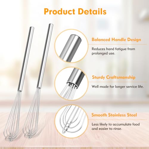 Mipibis 2 PCS Mini Whisk, Small Whisks for Cooking, Stainless Steel Mini Whisk Set - Essential Tiny Wire Whisk for Whisking, Beating, Blending Eggs & Sauces - Image 5