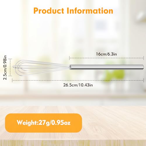 Mipibis 2 PCS Mini Whisk, Small Whisks for Cooking, Stainless Steel Mini Whisk Set - Essential Tiny Wire Whisk for Whisking, Beating, Blending Eggs & Sauces - Image 2
