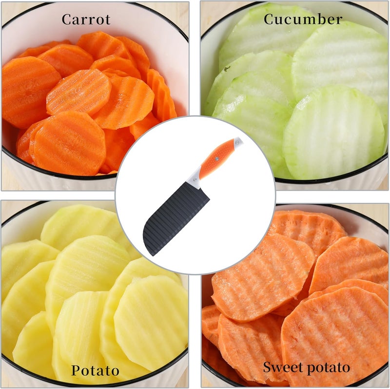 VITUER Crinkle Cutter for Veggies, Crinkle Cut Knife for French Fry, Vegetable, Potato, Cucumber, Carrot and Fruit, Stainless Steel Wave Fries Cutter Slicer With Ergonomic Handle, Dishwasher Safe - Image 4
