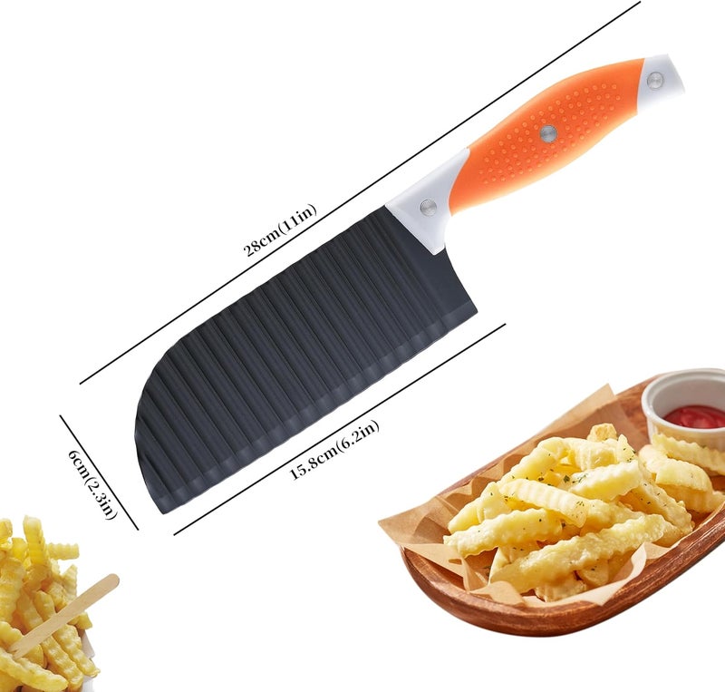 VITUER Crinkle Cutter for Veggies, Crinkle Cut Knife for French Fry, Vegetable, Potato, Cucumber, Carrot and Fruit, Stainless Steel Wave Fries Cutter Slicer With Ergonomic Handle, Dishwasher Safe - Image 2