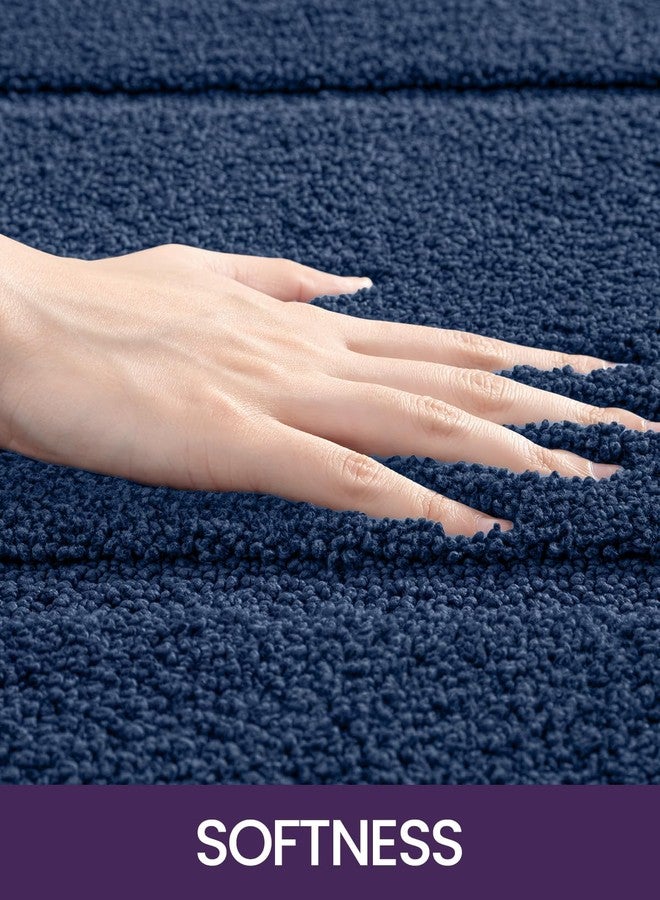 DEXI Bathroom Rugs 24x16, Washable Non Slip Bath Mat for Shower Floor, Absorbent Quick Dry Bathmat with Rubber Backing, Ultra Soft Plush Carpet for Tub, Navy - Image 3