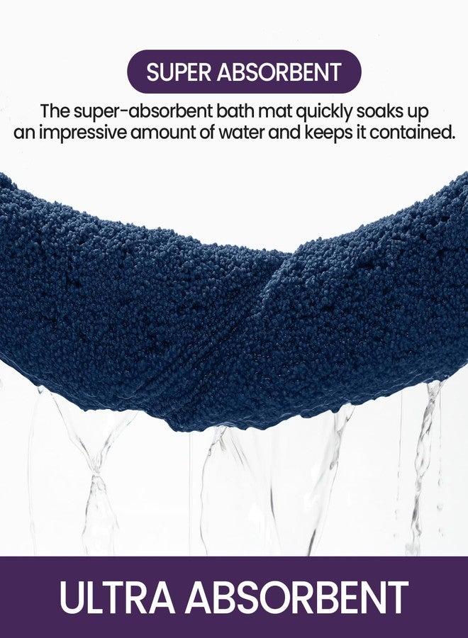 DEXI Bathroom Rugs 24x16, Washable Non Slip Bath Mat for Shower Floor, Absorbent Quick Dry Bathmat with Rubber Backing, Ultra Soft Plush Carpet for Tub, Navy - Image 4