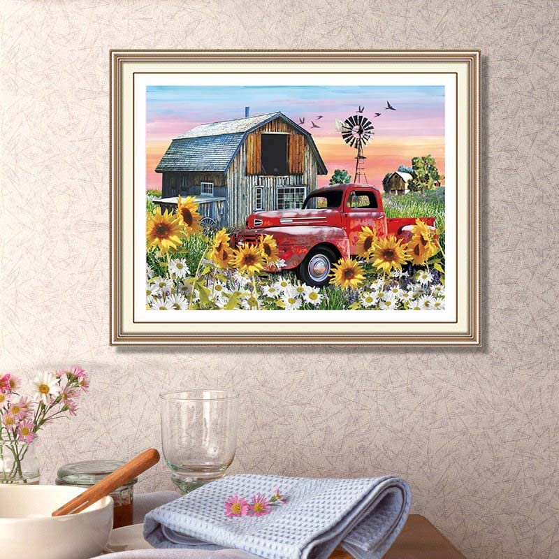 KTHOFCY 5D DIY Diamond Painting Kits for Adults Kids Farmhouse Full Drill Embroidery Cross Stitch Crystal Rhinestone Paintings Pictures Arts Wall Decor Painting Dots Kits 15.7X11.8 in - Image 2