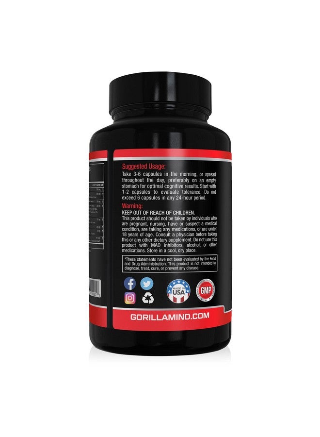 Gorilla Mind Smooth Nootropic Formula Best Nonstimulant Productivity Supplement/Memory · Focus · Mental Clarity · No Jitters / 90 Capsules - Image 4