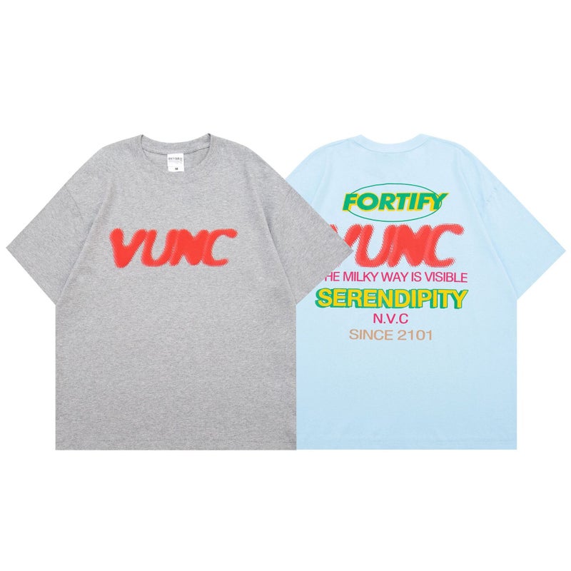 Vunc Original Genderless Pure Cotton Street Fashion Brand Couple Letter Glue Foam Loose Men'S And Women'S Short-Sleeved T-Shirt - Image 3