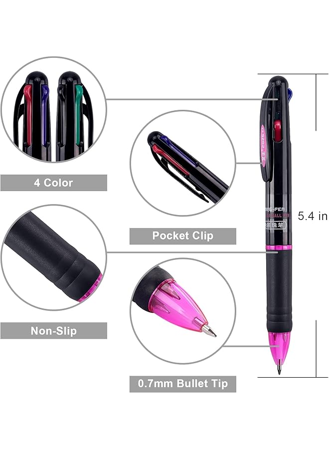erorex 8 Pack Multicolor Retractable 4 In 1 Ballpoint Pens 0.7Mm Fine Tip For Office School Supplies Planner Writing Diary Perfect Gift Pens. - Image 2