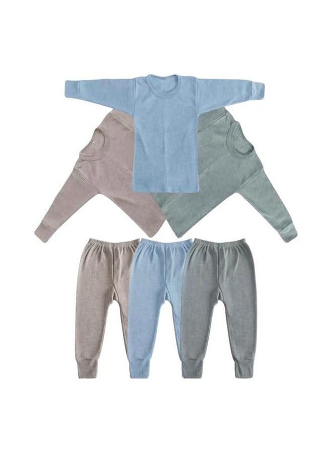 BONUM New Stylish Winter Wear Thermal Innerwear Top & Full Pant Woolen Warmer Combo Set for Girls Boys, Kids Unisex Body Warmer Thermal (Set of 3) - Image 1