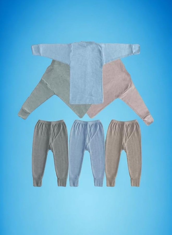 BONUM New Stylish Winter Wear Thermal Innerwear Top & Full Pant Woolen Warmer Combo Set for Girls Boys, Kids Unisex Body Warmer Thermal (Set of 3) - Image 3