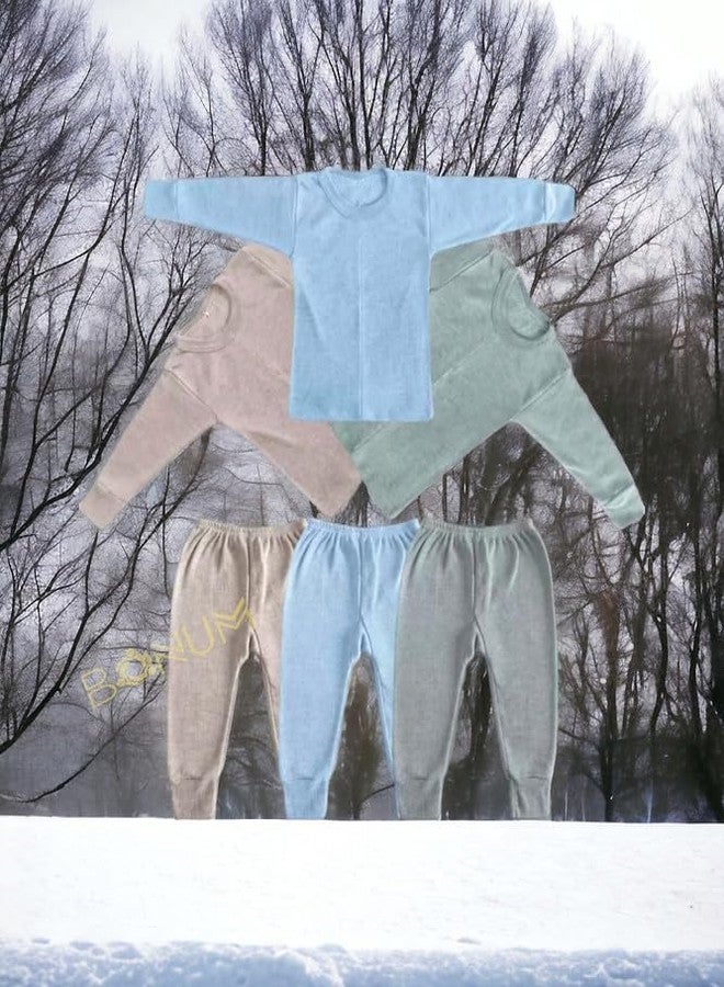BONUM New Stylish Winter Wear Thermal Innerwear Top & Full Pant Woolen Warmer Combo Set for Girls Boys, Kids Unisex Body Warmer Thermal (Set of 3) - Image 4