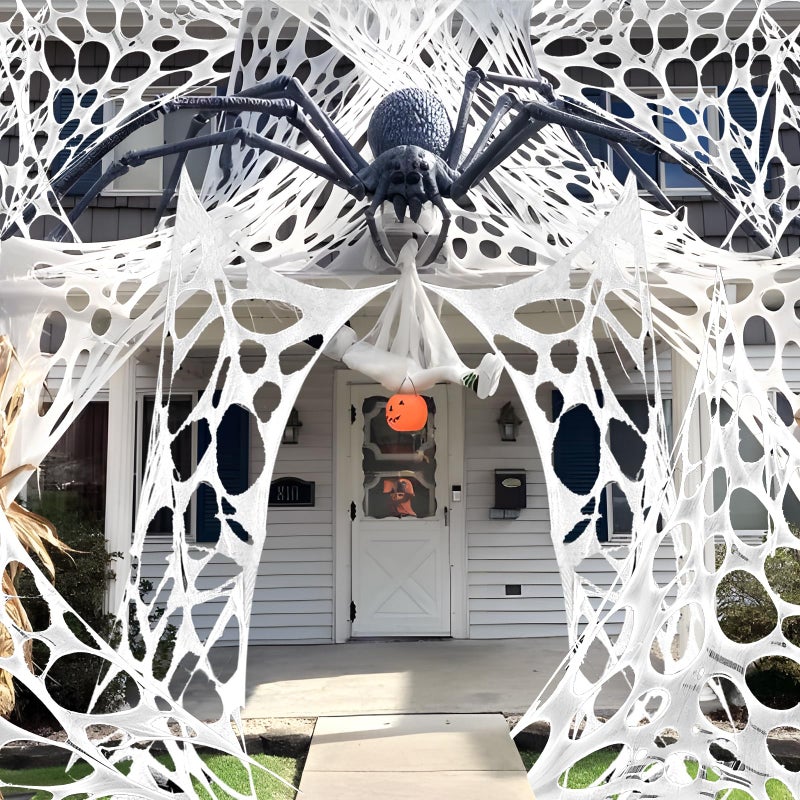 VICAMB 820sqft Giant Spider Web Halloween Decorations Outdoor Cut Your Own Spider Web Netting Beef Netting for Haunted HouseHalloween Party Decoration