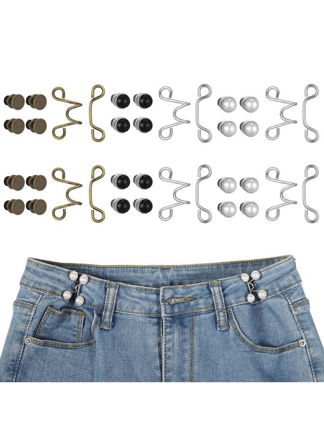 XINRUI 36 Pieces Pant Waist Tightener Adjustable Jean Buttons Pins for Loose Jeans, No Sewing Required Jean Buttons Waistband Extenders Pants Clips Fit Instant Button - Image 1