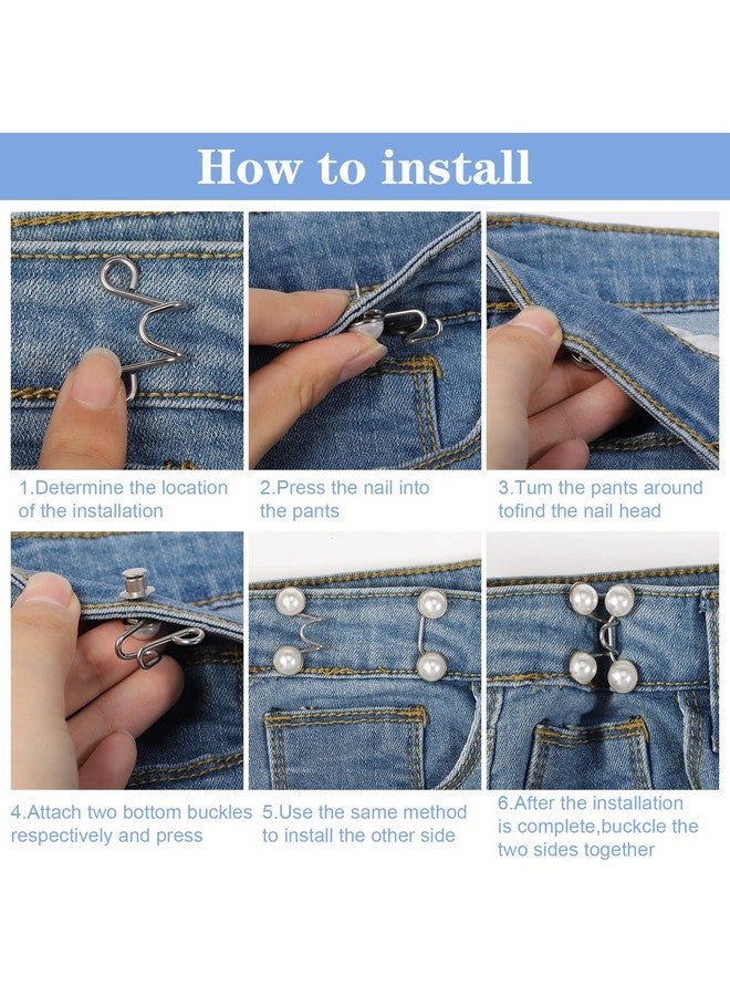 XINRUI 36 Pieces Pant Waist Tightener Adjustable Jean Buttons Pins for Loose Jeans, No Sewing Required Jean Buttons Waistband Extenders Pants Clips Fit Instant Button - Image 5