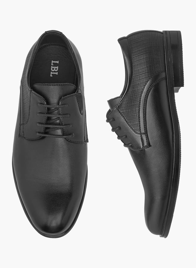 LBL by Shoexpress Men Textured Derby Shoes with Lace-Up Closure - Image 3