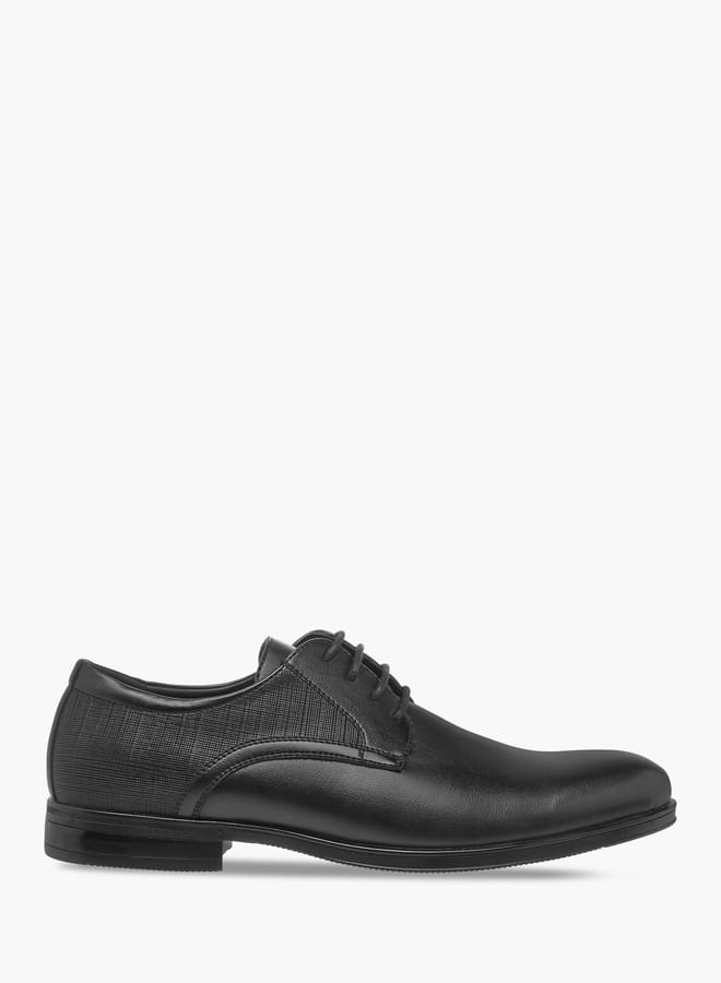 LBL by Shoexpress Men Textured Derby Shoes with Lace-Up Closure - Image 1