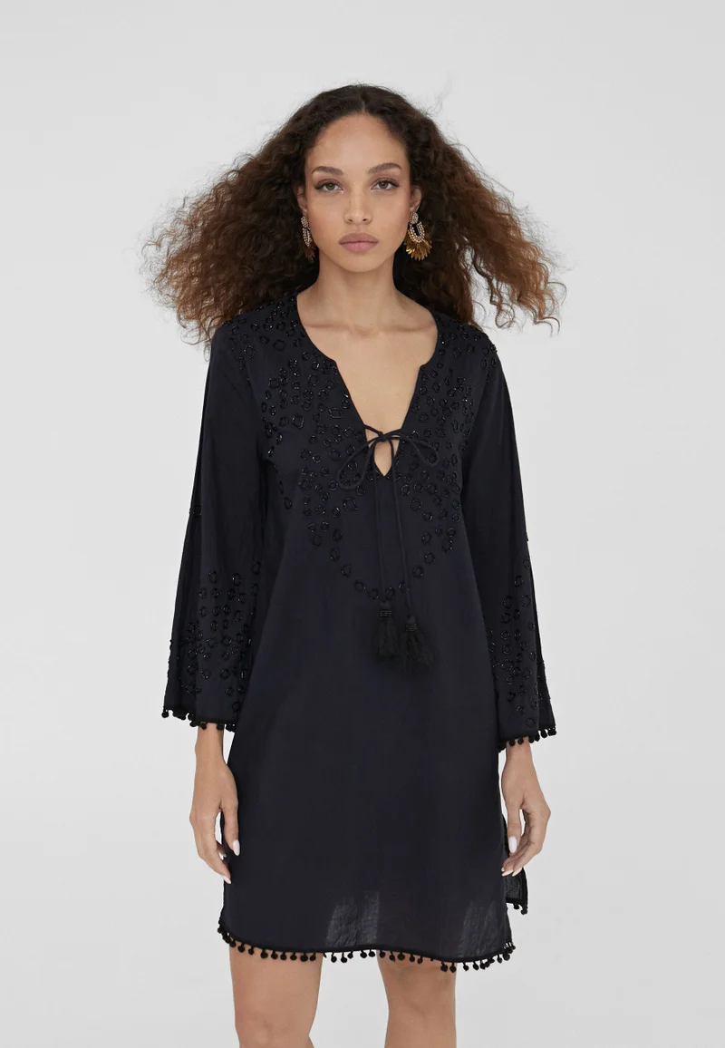 Lola Casademunt Short embroidered caftan