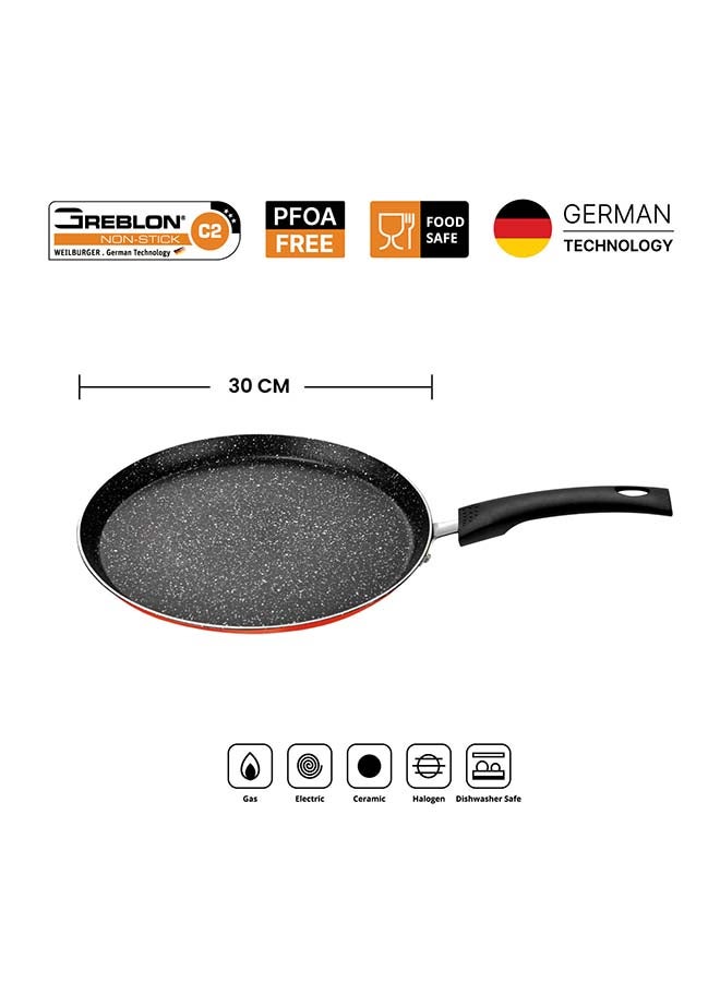 Rk Non Stick Crepe Pan, Granite Coating Pan,Suitable For Dosa, Crepes, Roti, Omellete,Paratha, Pancakes ,Pfoa Free,Red,30 Cm - Image 2