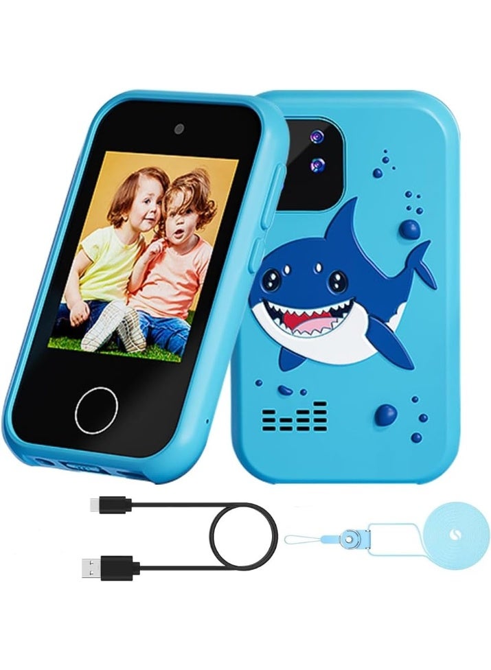 لعبة هاتف ذكي للأطفال للأولاد والبنات، ألعاب هاتف للأطفال الصغار، مع كاميرا مزدوجة، ألعاب هدايا للأعمار من 3 إلى 7 سنوات، مع مشغل موسيقى MP3، ألعاب ألغاز تعليمية، قابلة لإعادة الشحن عبر USB، أزرق - Image 1