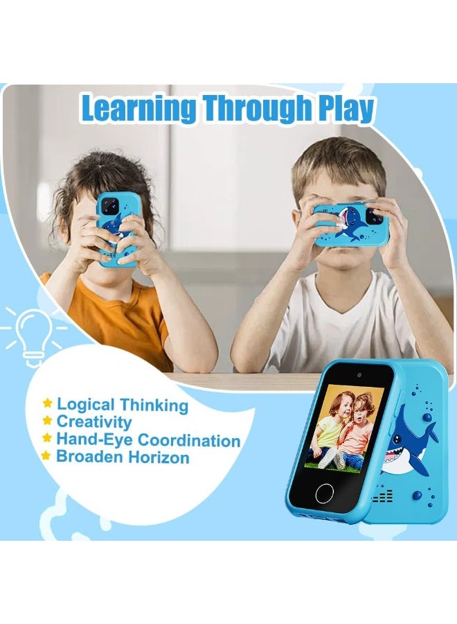 لعبة هاتف ذكي للأطفال للأولاد والبنات، ألعاب هاتف للأطفال الصغار، مع كاميرا مزدوجة، ألعاب هدايا للأعمار من 3 إلى 7 سنوات، مع مشغل موسيقى MP3، ألعاب ألغاز تعليمية، قابلة لإعادة الشحن عبر USB، أزرق - Image 5