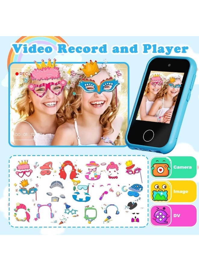 لعبة هاتف ذكي للأطفال للأولاد والبنات، ألعاب هاتف للأطفال الصغار، مع كاميرا مزدوجة، ألعاب هدايا للأعمار من 3 إلى 7 سنوات، مع مشغل موسيقى MP3، ألعاب ألغاز تعليمية، قابلة لإعادة الشحن عبر USB، أزرق - Image 3