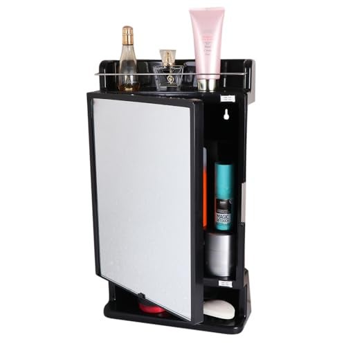 BRANCO Bathroom Mirror Cabinet Rich Look with Mirror | Makeup Accessories Strong and Heavy Plastic Corner Organizer Cabinet (Black) - Image 2