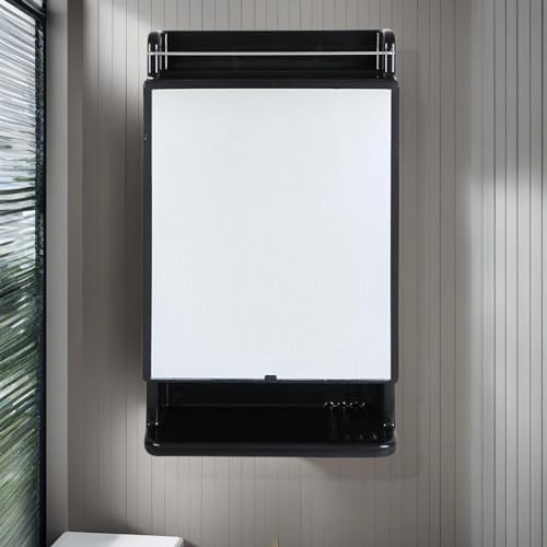 BRANCO Bathroom Mirror Cabinet Rich Look with Mirror | Makeup Accessories Strong and Heavy Plastic Corner Organizer Cabinet (Black) - Image 5