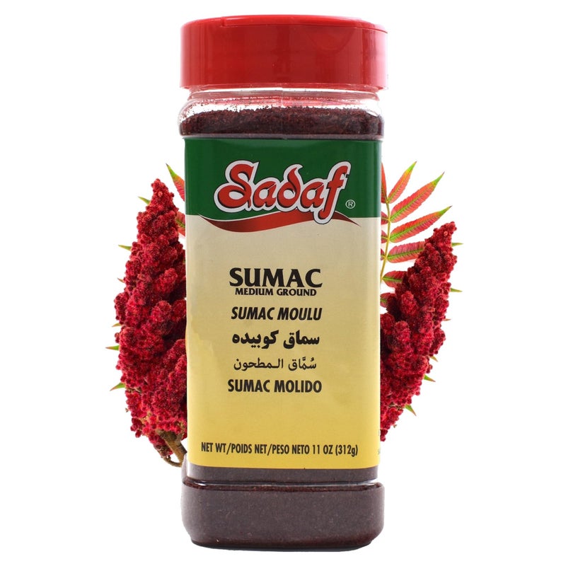 Sadaf Sumac spice ground - Pure sumac seasoning powder - Kosher - Persian spice - Medium Ground -11 oz Bottle - Image 1