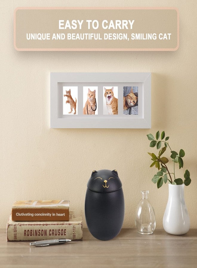 جرة رماد للقطط والكلاب من MEETPET، متوفرة بمقاسين: 3.2 × 2.9 و 4.9 × 4.25. جرة رماد على شكل قطة مبتسمة مع بطاقة تذكارية. جرار لحفظ رماد حيوانك الأليف (33 بوصة مكعبة، أسود). - Image 5