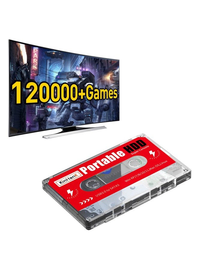 KINHANK قرص ألعاب سعة 2 تيرابايت، USB 3.0، يحتوي على أكثر من 120000 لعبة، قرص صلب خارجي متوافق مع Mac OS/Linux/Windows XP/7/8/10/11، HDD محمول - Image 1
