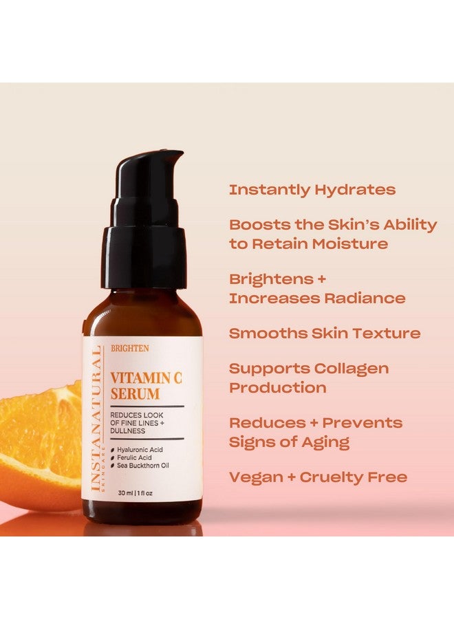 InstaNatural Vitamin C Face Serum, Brightens, Hydrates and Reduces Signs of Aging, with Vitamin C, Hyaluronic and Ferulic Acid, 1 FL Oz - Image 2