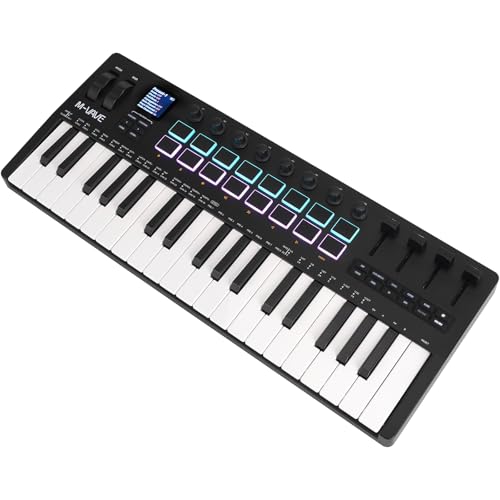 M-Wave M-VAVE 37 Key USB MIDI Keyboard Controller With 16 Backlit Drum Pads, Bluetooth Semi Weighted Professional dynamic keybed 8 Knobs and Music Production,Software Included (37 Key Black) - Image 1